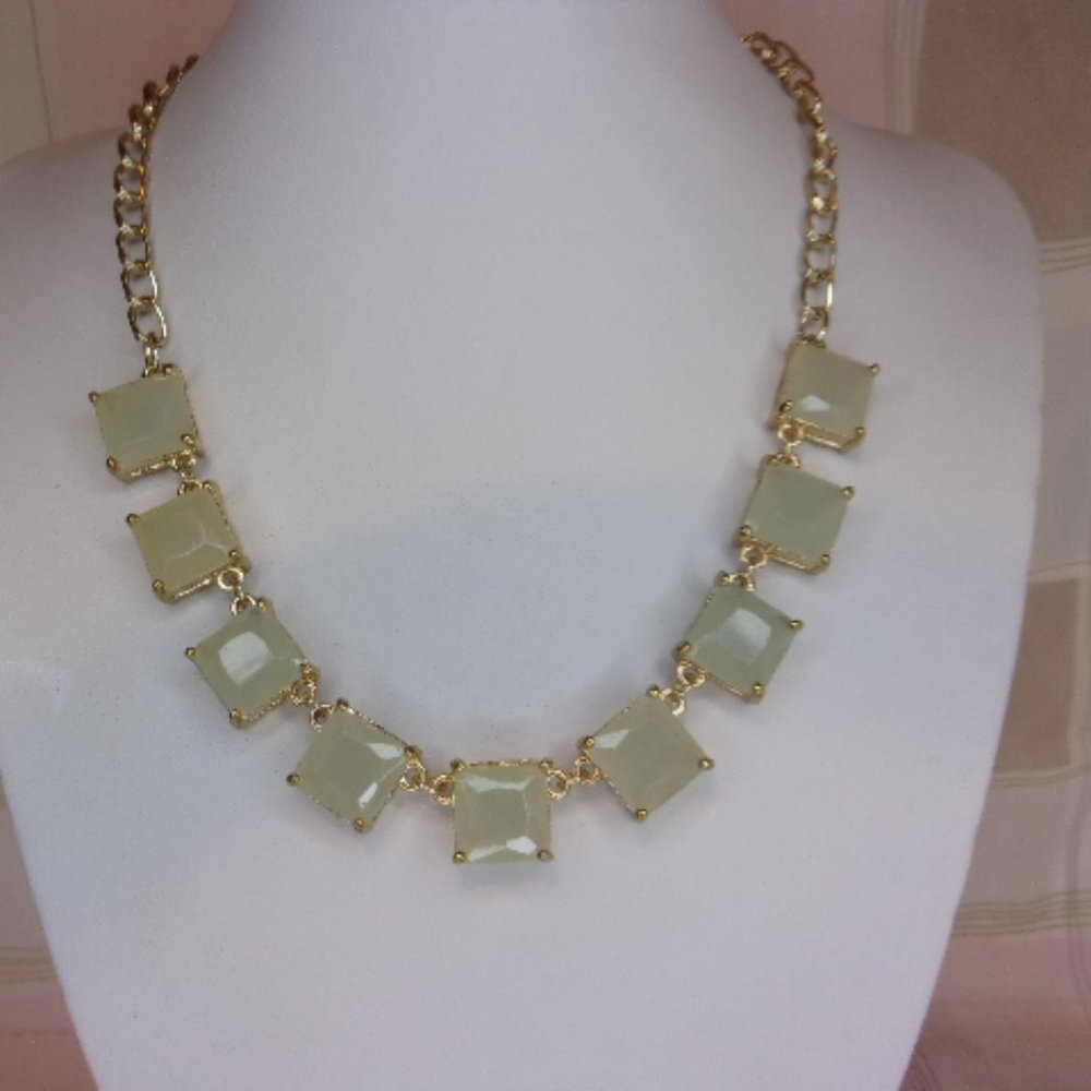 New York & Company Milky Pale Color Square Link Necklace